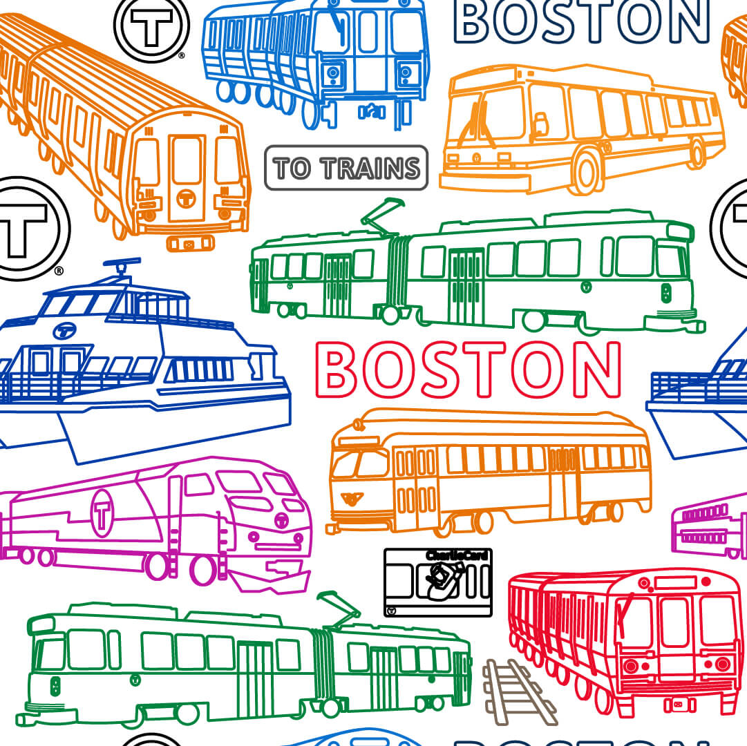 MBTA vehicles pattern for matching baby gift items
